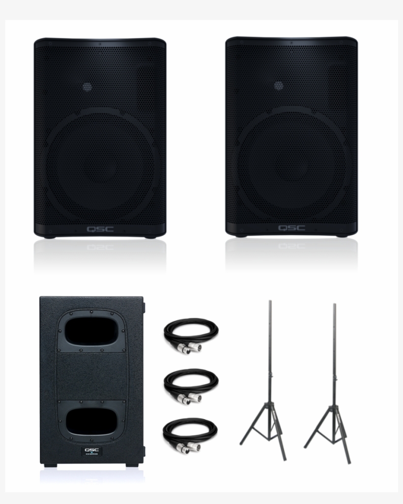 Qsc Cp12 Ks112 (single) Speaker Stands And Xlr Cable - Subwoofer, transparent png download