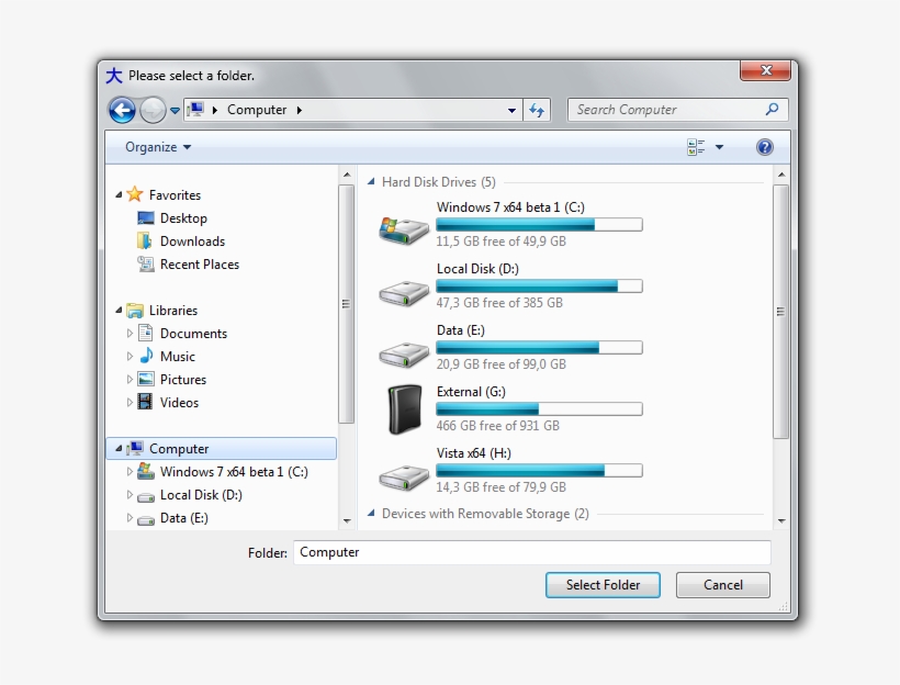 The Vista-style Folder Browser Dialog On Windows - Windows 7, transparent png download