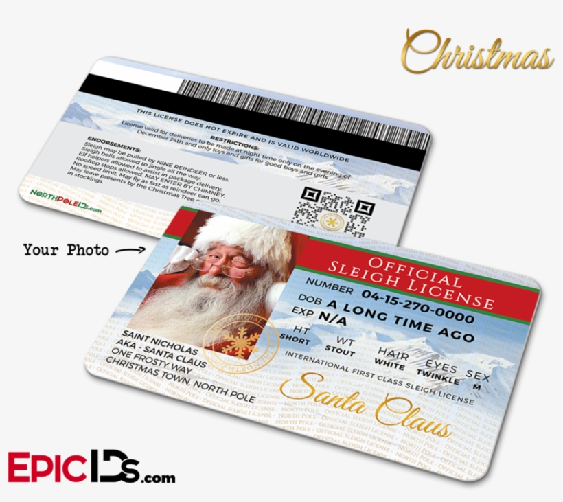 Santa Claus Official Sleigh License [photo Personalized] - Department Of Mutant Affairs, transparent png download