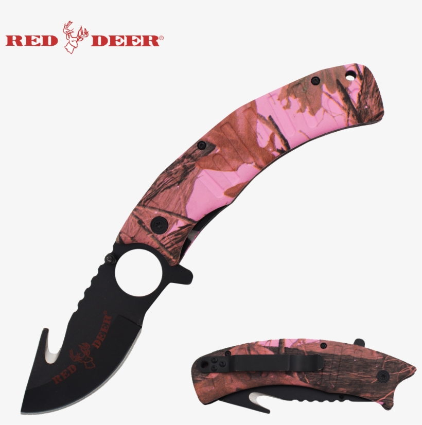 Details About 9" Red Deer Pink Camo Assisted Open Gut - Hunting Knife, transparent png download