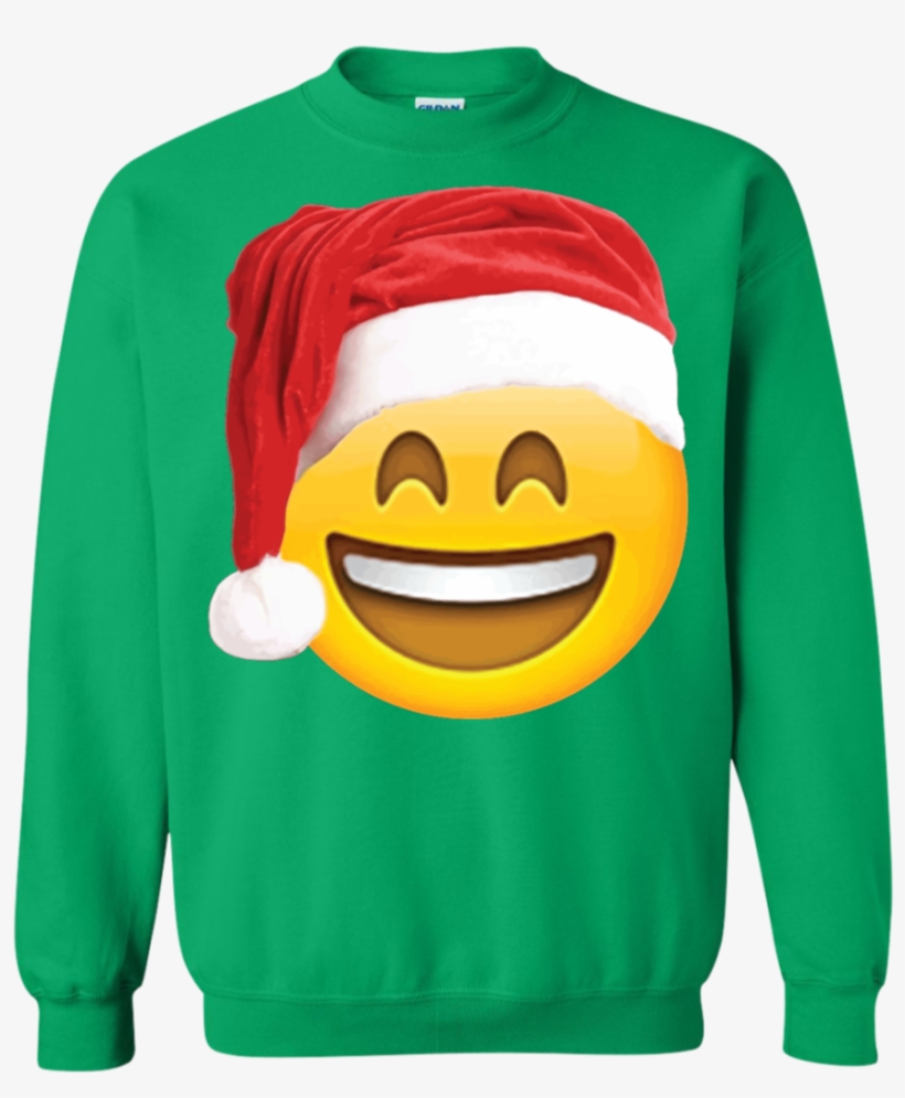 Emoji Christmas Shirt Smiley Face Santa Hat Family - Oh What Fun It Is To Ride, transparent png download