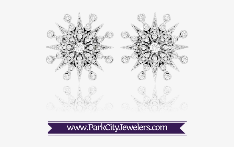 Diamond Starburst Snowflake Earrings - Diamond, transparent png download