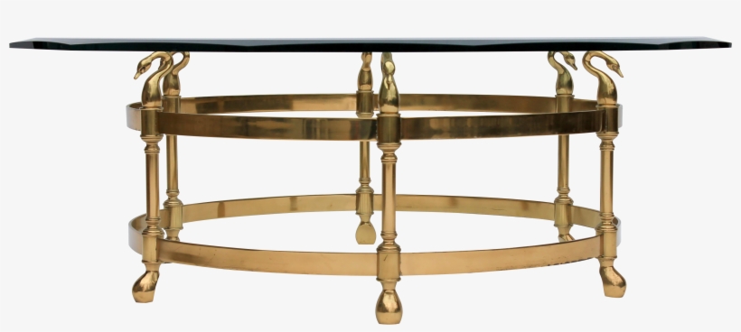 Image Of Brass & Glass Coffee Table With Swan Heads - Brass And Glass Coffee Table, transparent png download