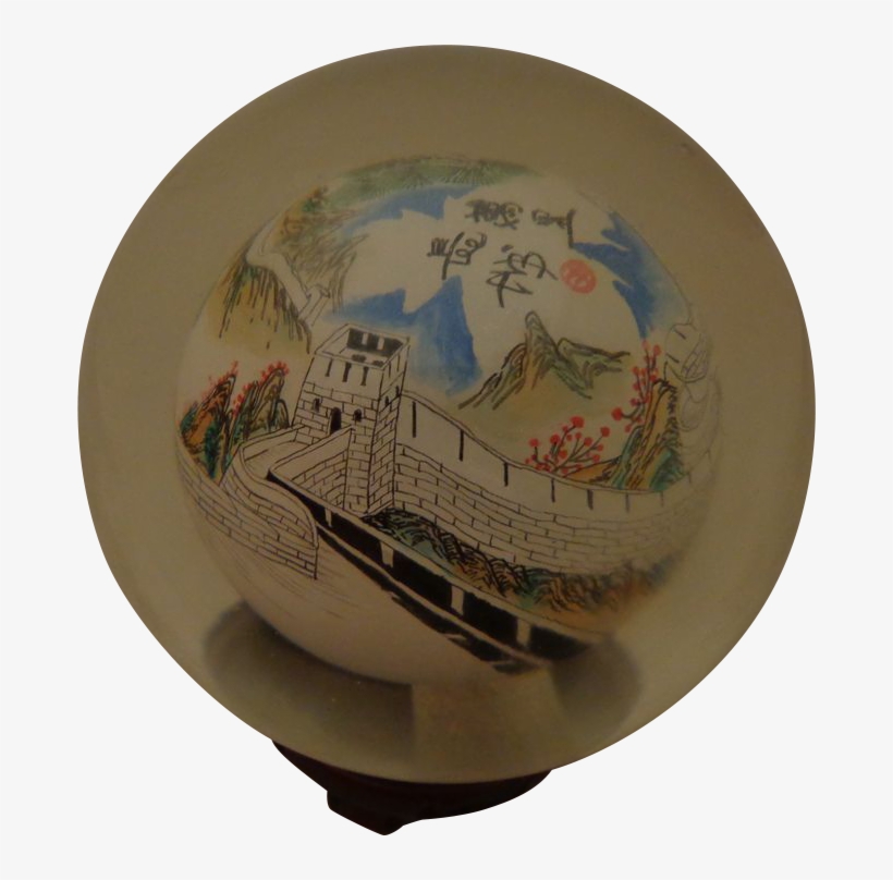 Art Glass Paperweight Reverse Painted Great Wall Of - Porcelain, transparent png download