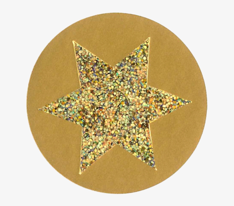 Label, Star, ∅36mm, Goud/glittergoud - Circle, transparent png download