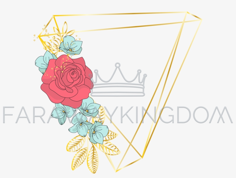 Triangle Rose Wedding Floral Golden Vector Illustration - Illustration, transparent png download