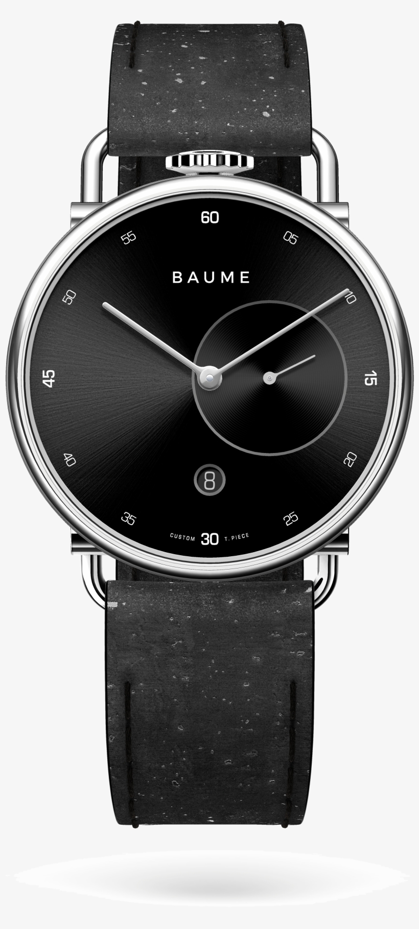 41mmdate Unisex Custom Watch Ronda Silver Case Black - Watch, transparent png download