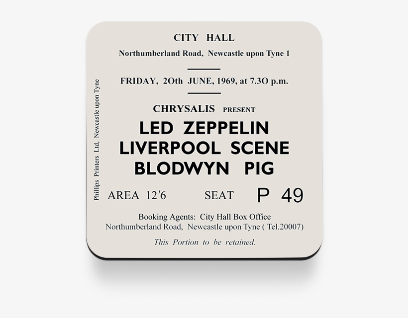 Led Zeppelin Blodwyn Pig Newcastle City Hall Ticket - Cartoon Secretary, transparent png download