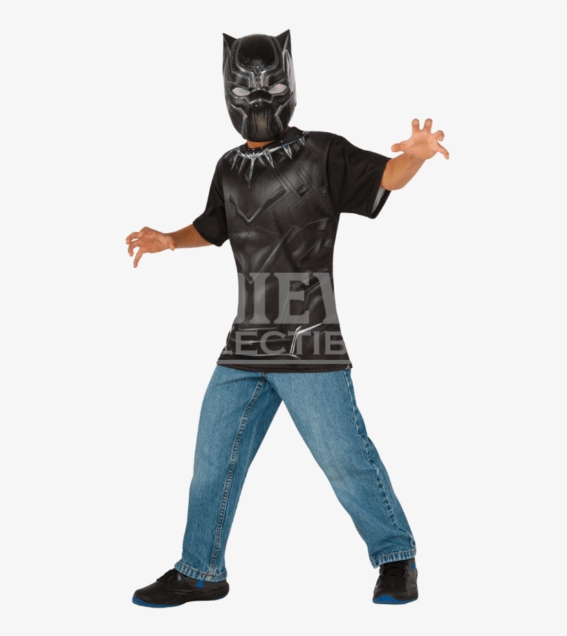 Kids Black Panther Costume Top And Mask Set - Guardian Of Galaxy Rocket Costume, transparent png download