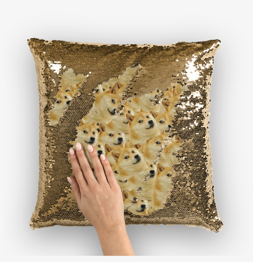 Doge Sequin Cushion Cover - Nicolas Cage Sequin Pillow, transparent png download