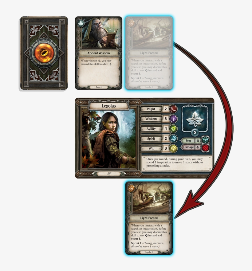 Legolas Draws The Ancient Wisdom And Light Footed Skill - Collectible Card Game, transparent png download