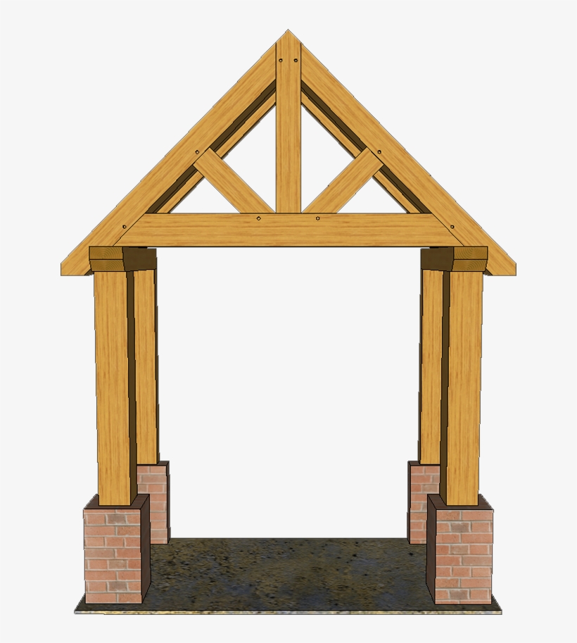 4 Post Oak Porch On Brick Piers T1, transparent png download