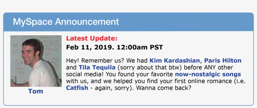 From Top 8s To Mutuals - Tom From Myspace, transparent png download