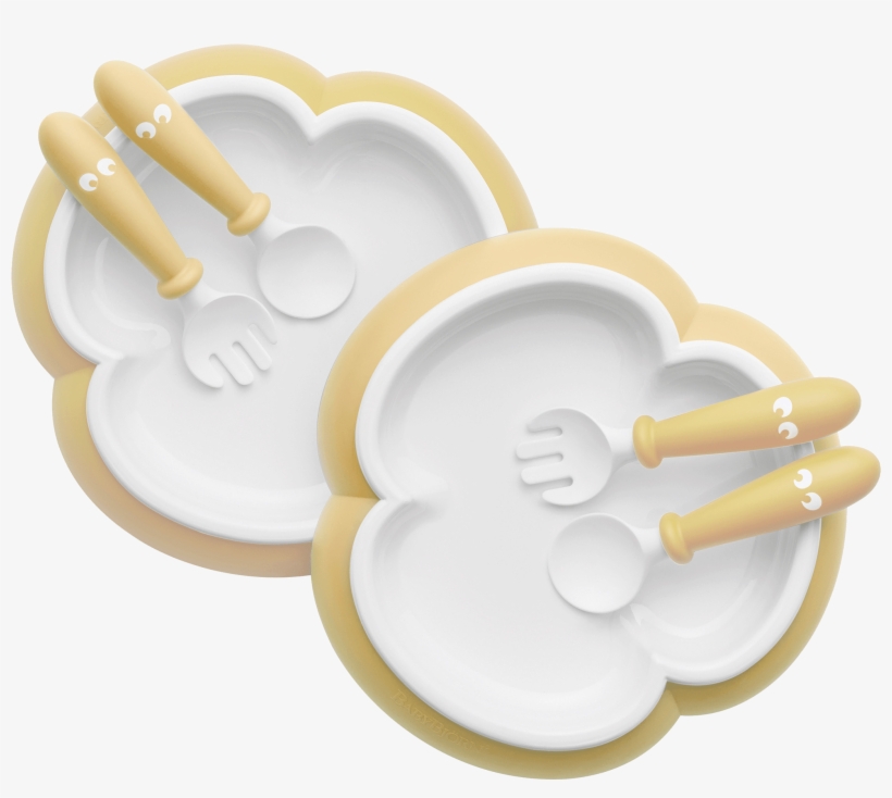 Baby Plate, Spoon And Fork, 2 Sets, Powder Yellow, - Cake Decorating, transparent png download