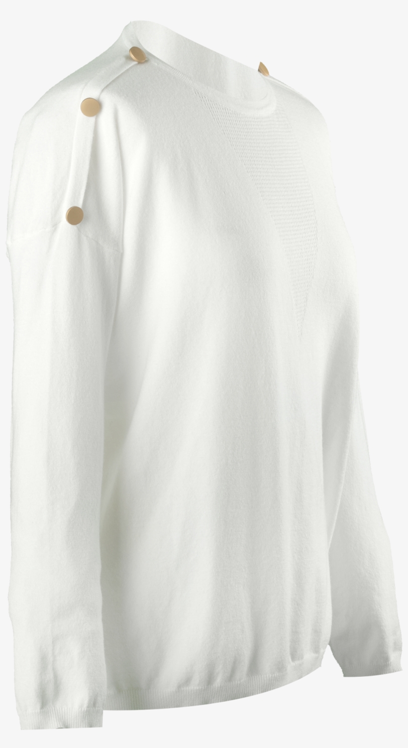 Emilia Gold Button Sleeve Jumper In Cream - Blouse, transparent png download
