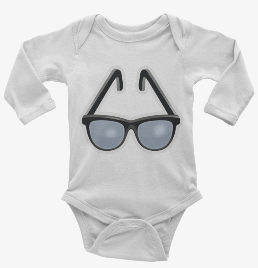 Emoji Baby Long Sleeve One Piece - Iphone Emoji Png Glasses, transparent png download