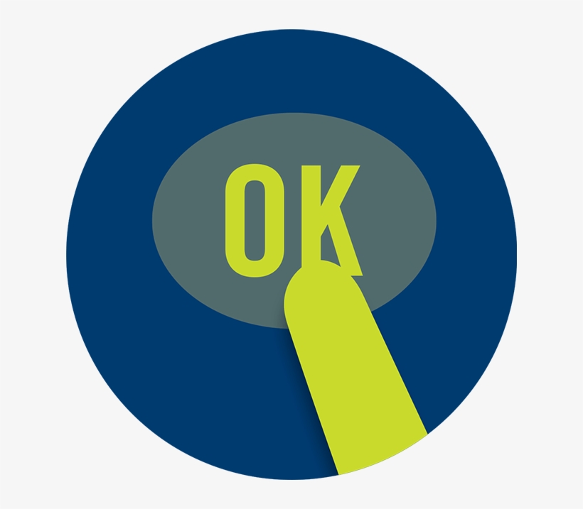 A Finger Touches A Button Labelled “ok” - Circle, transparent png download