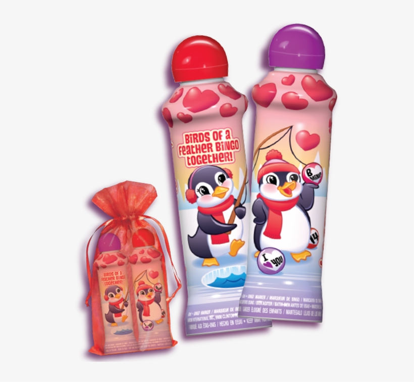 Valentine 2019 Ink Penguins - Plastic Bottle, transparent png download