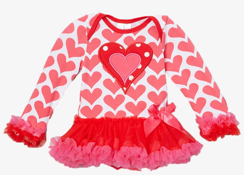 Pink & Red Hearts Skirted Bodysuit - Heart, transparent png download
