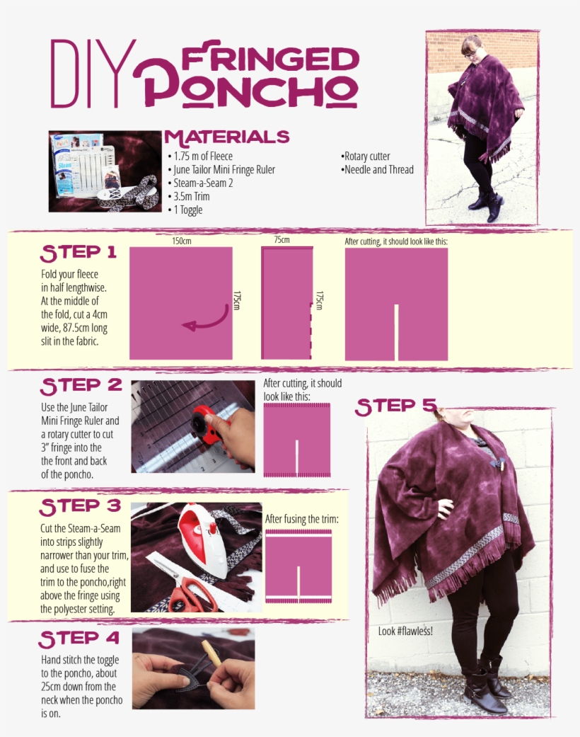 Diy Fringed Poncho Fabricland - Poster, transparent png download