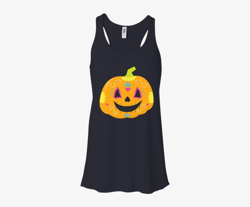 Cute Funny Unique Sugar Skull Halloween Pumpkin Gift - Shirt, transparent png download