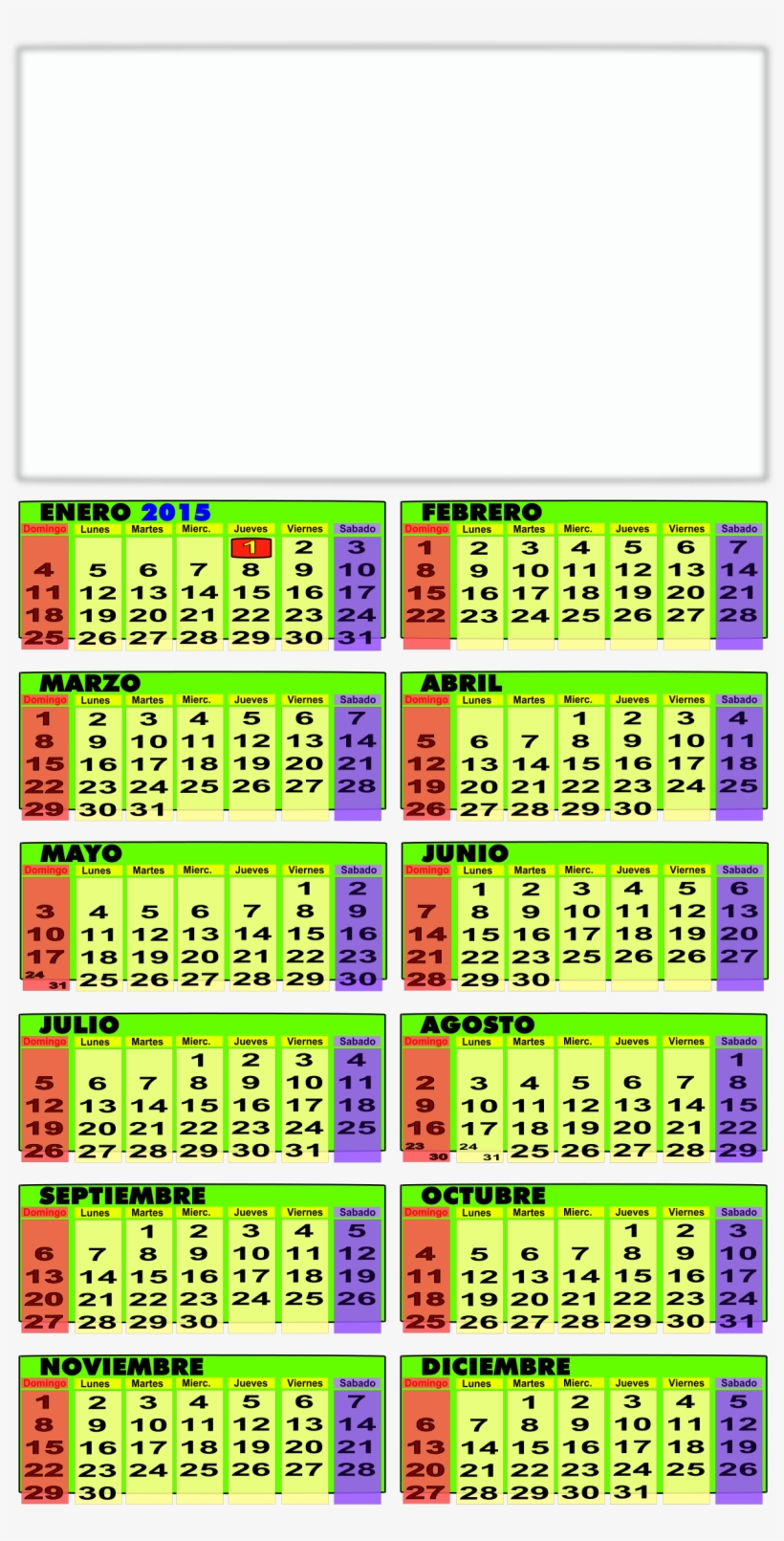 This Free Icons Png Design Of Calendario 2015 En Español, transparent png download