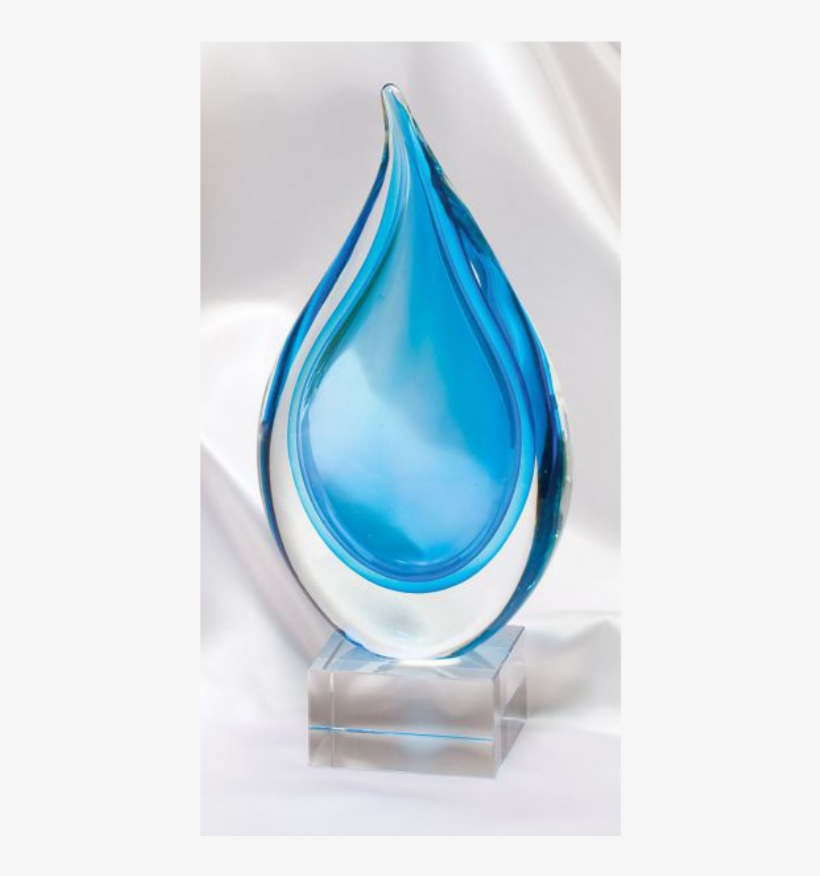 Glass Art Aqua Teardrop Award G542 - Glass Sculpture, transparent png download