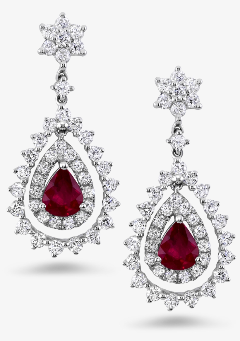 18 Crt 0,65 Crt Diamonds-0,90 Crt Ruby - Diamond Earring Jewellery Png, transparent png download