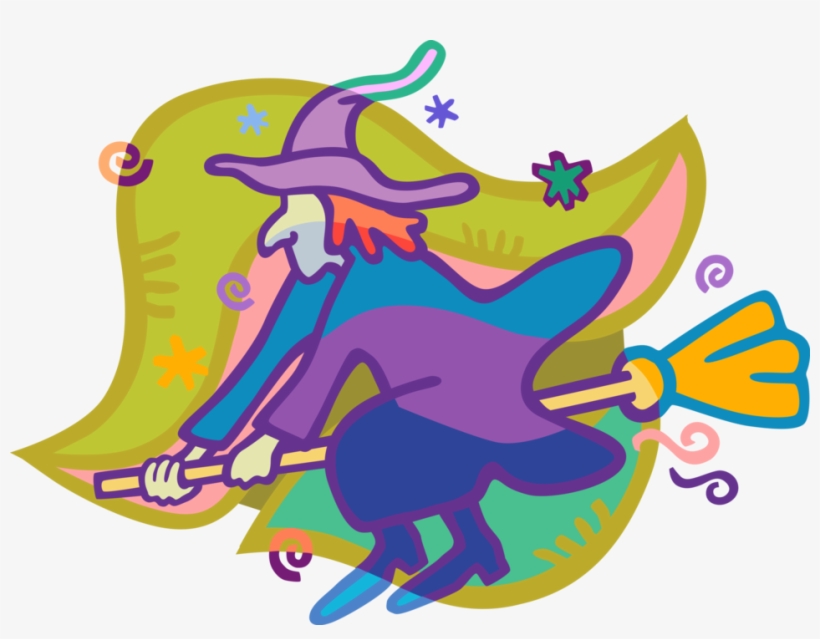 Vector Illustration Of Halloween Sorceress Witch Flying, transparent png download