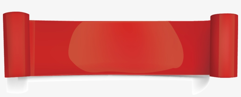 Red Ribbon Banner With Rolled End - Paper, transparent png download