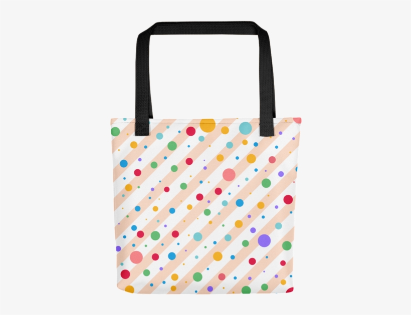 Multi Colored Polka Dots And Stripe Pattern Tote Bag - Tote Bag, transparent png download