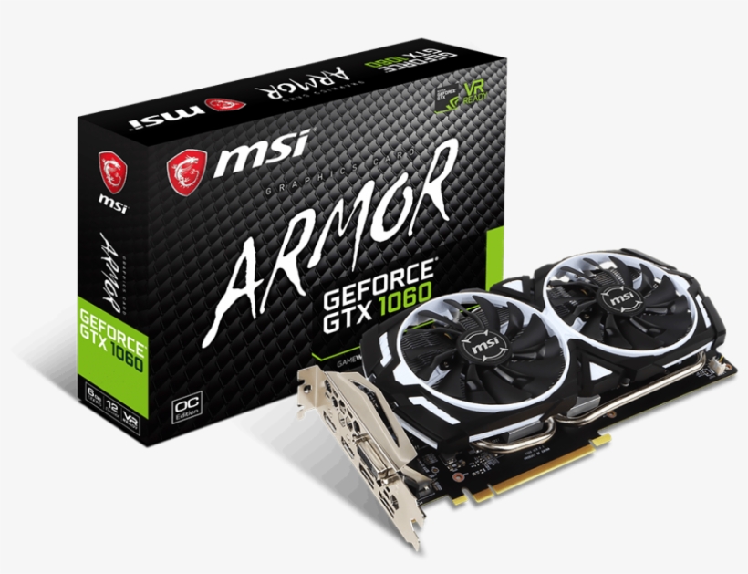 Msi Nvidia Geforce Gtx 1060 6gb Armor Ocv1 Edition - Msi Gtx 1060 6gb Armor, transparent png download