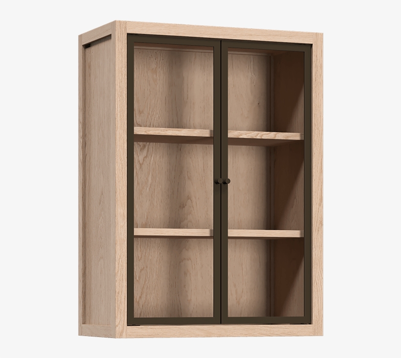 Coquo Radix White Oak Solid Wood Modular 2 Glass Doors - Pensile Vetro E Metallo, transparent png download