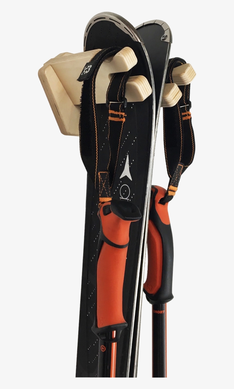 Wooden Ski Wall Rack For Pair Of Skis And Poles - Golf Bag, transparent png download