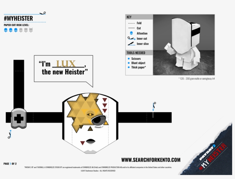 Fold Your Own Paperheister - Payday 2 #myheister Winner, transparent png download