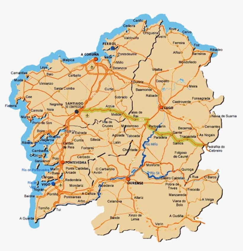 Mapa De Galicia Carreteras 2016, transparent png download