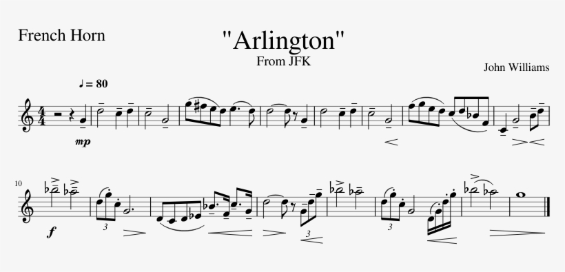 "arlington" From Jfk F-hrn - Sheet Music, transparent png download