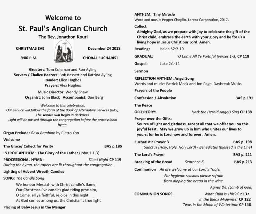 Christmas Eve 2018 9 Pm - Document, transparent png download