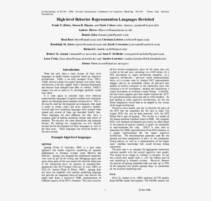 High-level Behavior Representation Languages Revisited - Document, transparent png download