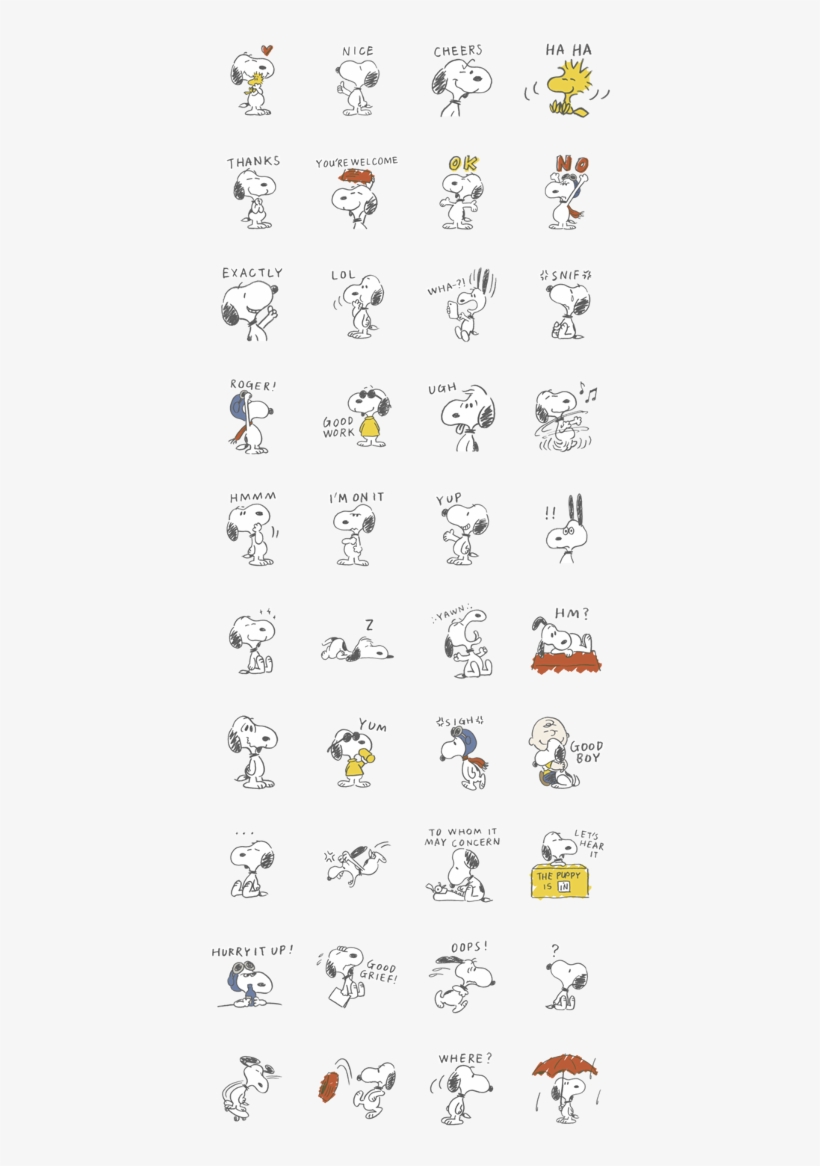 20181029 Line Stickers Lists - 史 努 比 素描, transparent png download