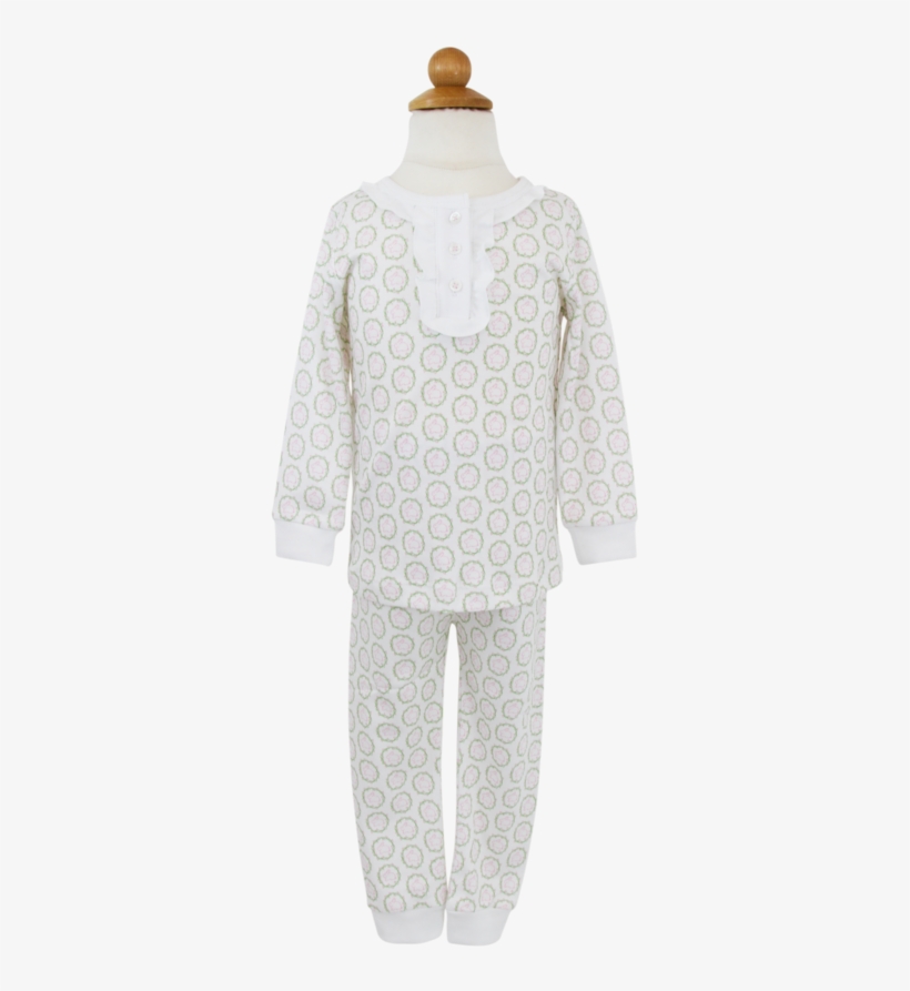 Alden Ruffled Button Placket Two-piece Pajama Set - Pajamas, transparent png download