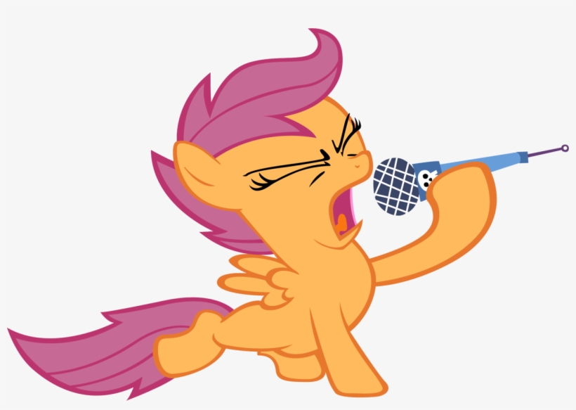Artist Moongazeponies Eyes Closed Microphone Safe - My Little Pony Scootaloo Singing, transparent png download