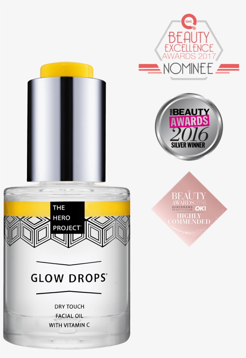 Glow Drops Bottle - The Hero Project Glow Drops Dry Touch Facial Oil +, transparent png download