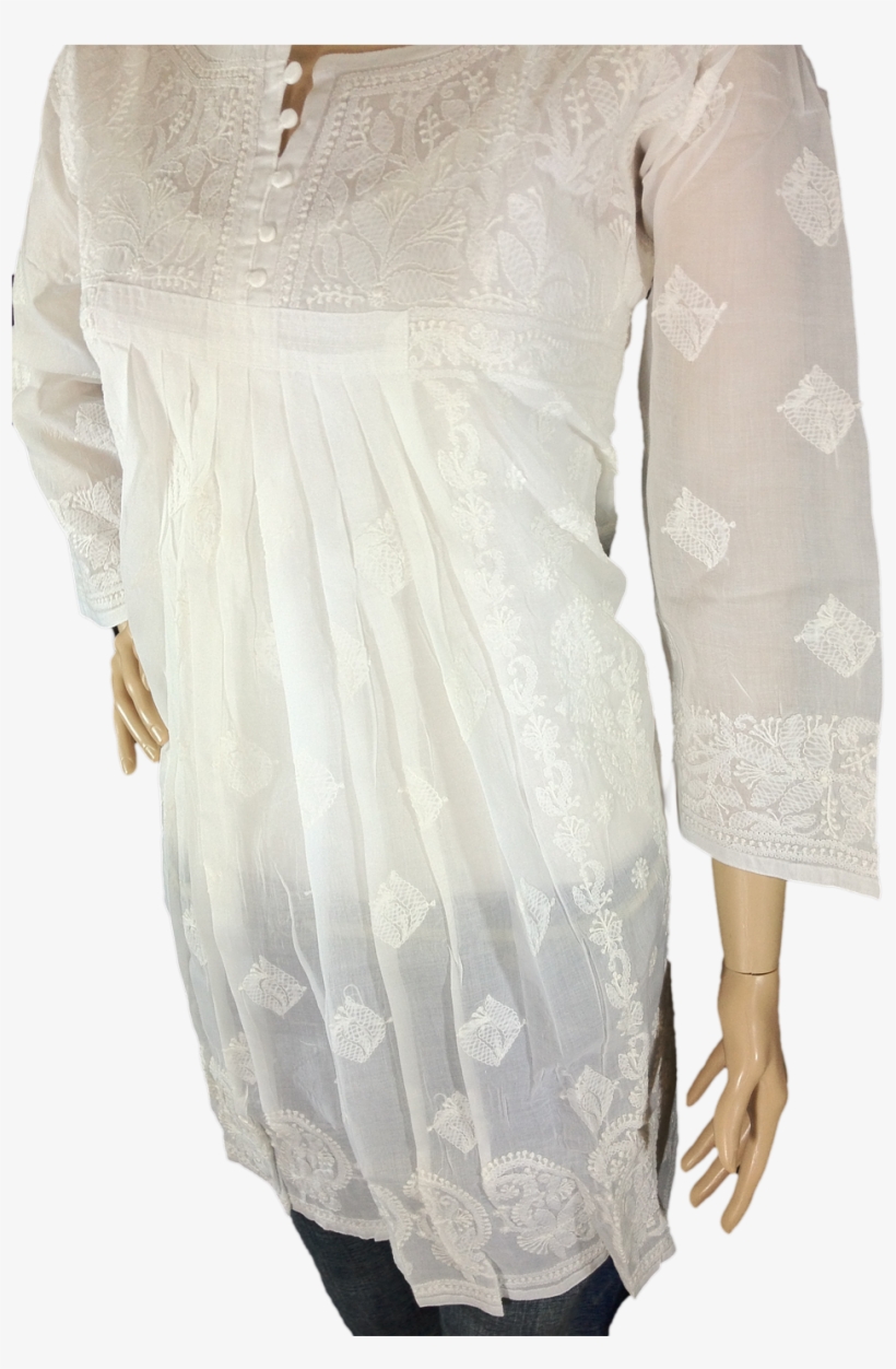 Http - //www - Chikirpolo - Kurti Fwnctnwht003676 Sideviewleft2 - Lace, transparent png download