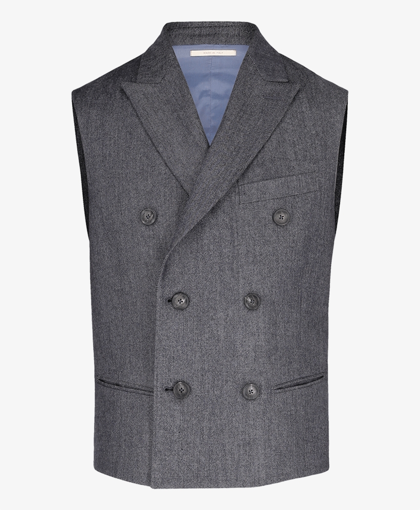 Double Breasted Waistcoat With Denim Effect - Formal Wear, transparent png download