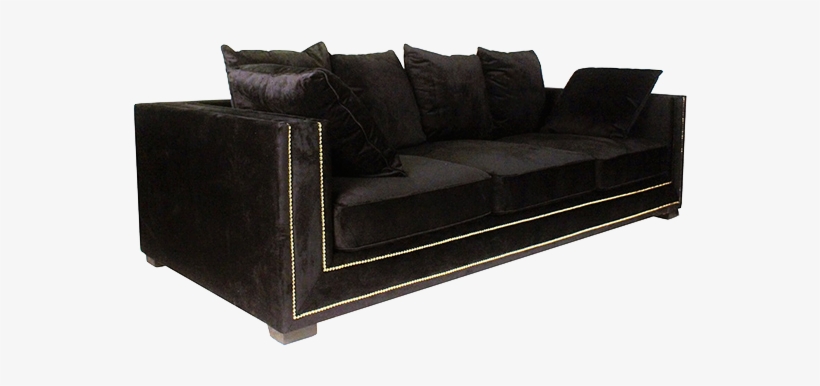 5 Seat Black Velvet Sofa - Sofa Bed, transparent png download