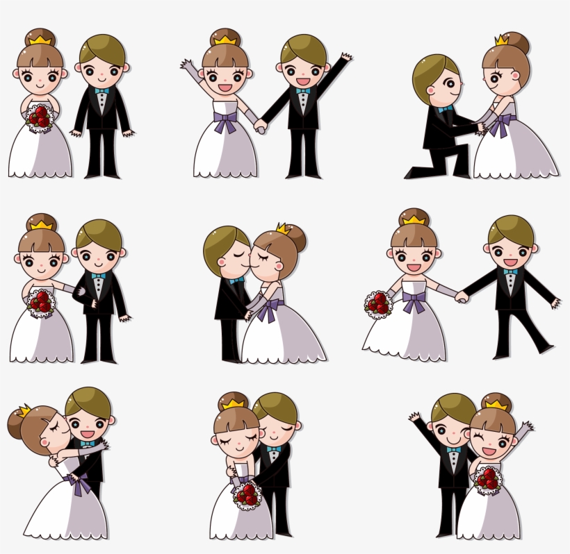Wedding Invitation Cartoon Clip Art - Cartoon Wedding Vector, transparent png download