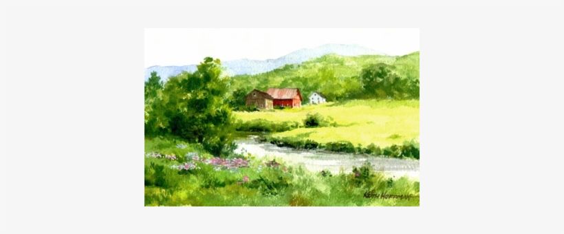 Drawing Farmhouse Watercolour - Painting, transparent png download