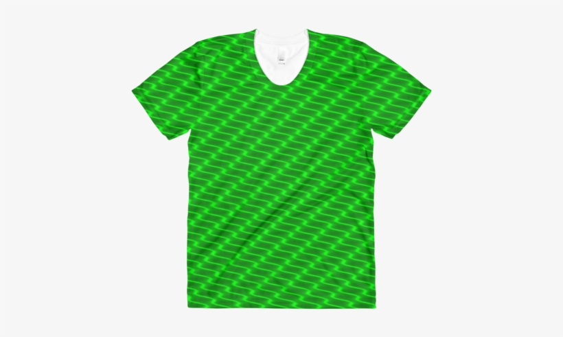Neon Wavy Lines Green Women's Crew Neck T-shirt - Shirt, transparent png download