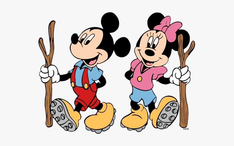 Vector Library Library Hike Clipart - Mickey And Minnie Hiking, transparent png download